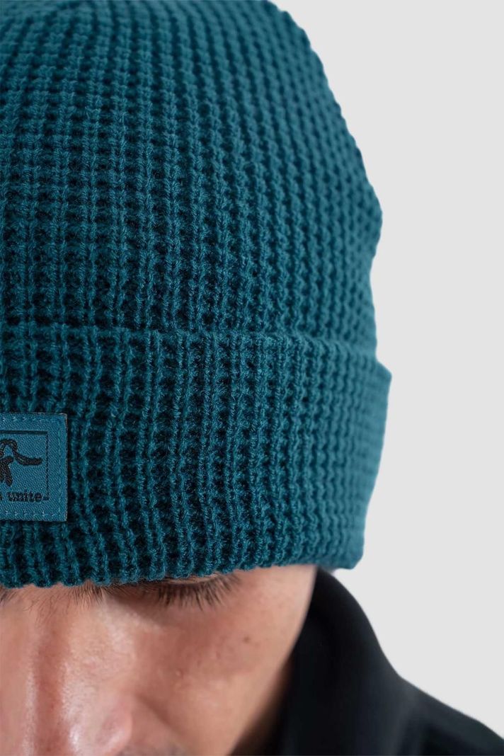 Gorro Beanie Waffle Logo Petrol-1