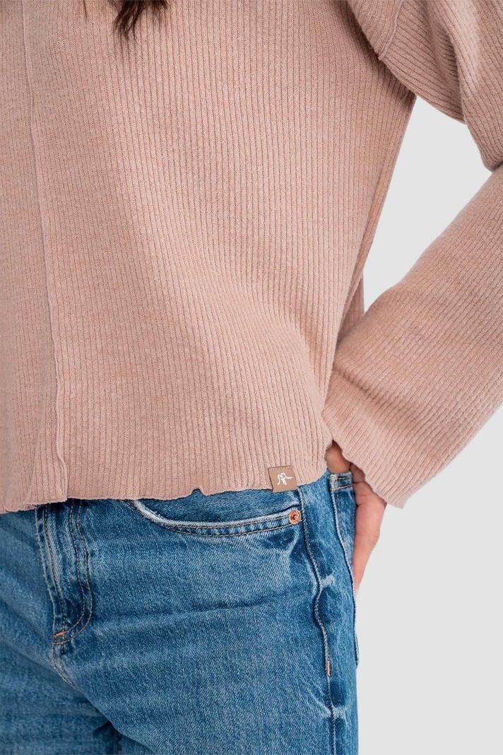 Polera Mujer Rib Manga Larga - Terracota-2