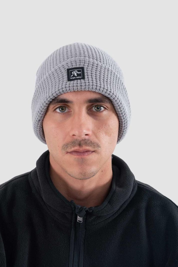 Gorro Beanie Waffle Logo Gris-0