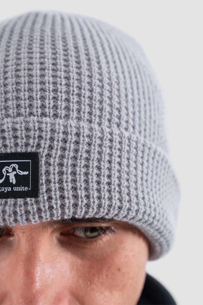 Gorro Beanie Waffle Logo Gris-1