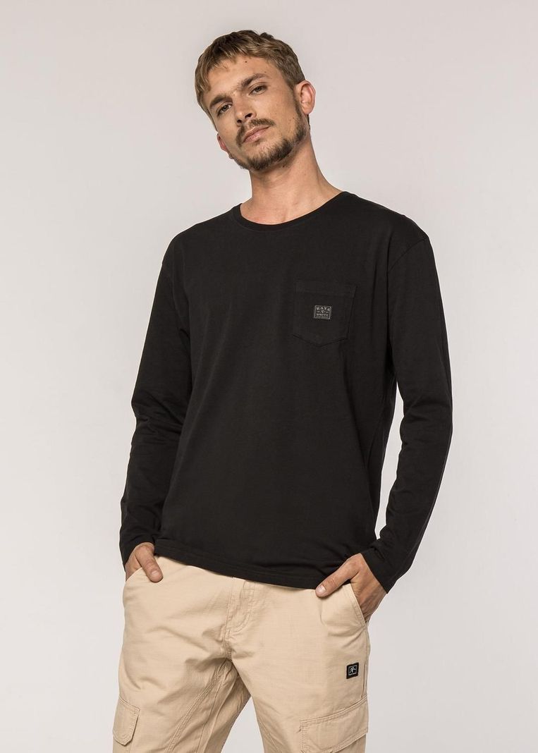 Polera Hombre Manga Larga Daily Negra-0
