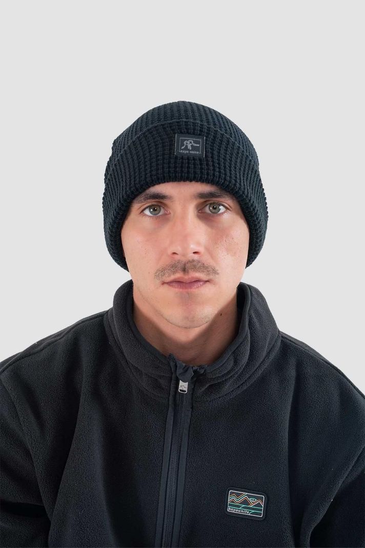 Gorro Beanie Waffle Logo Negro-0