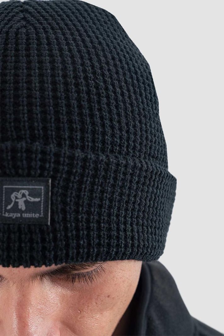Gorro Beanie Waffle Logo Negro-1