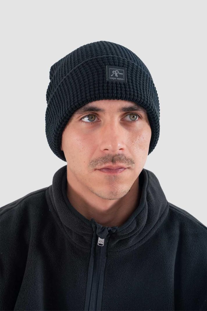 Gorro Beanie Waffle Logo Negro-2