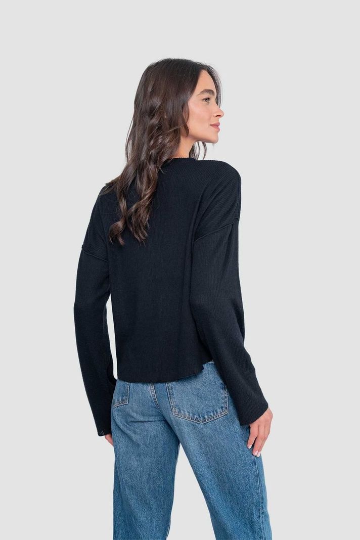 Polera Rib Mujer Manga Larga Negra-1