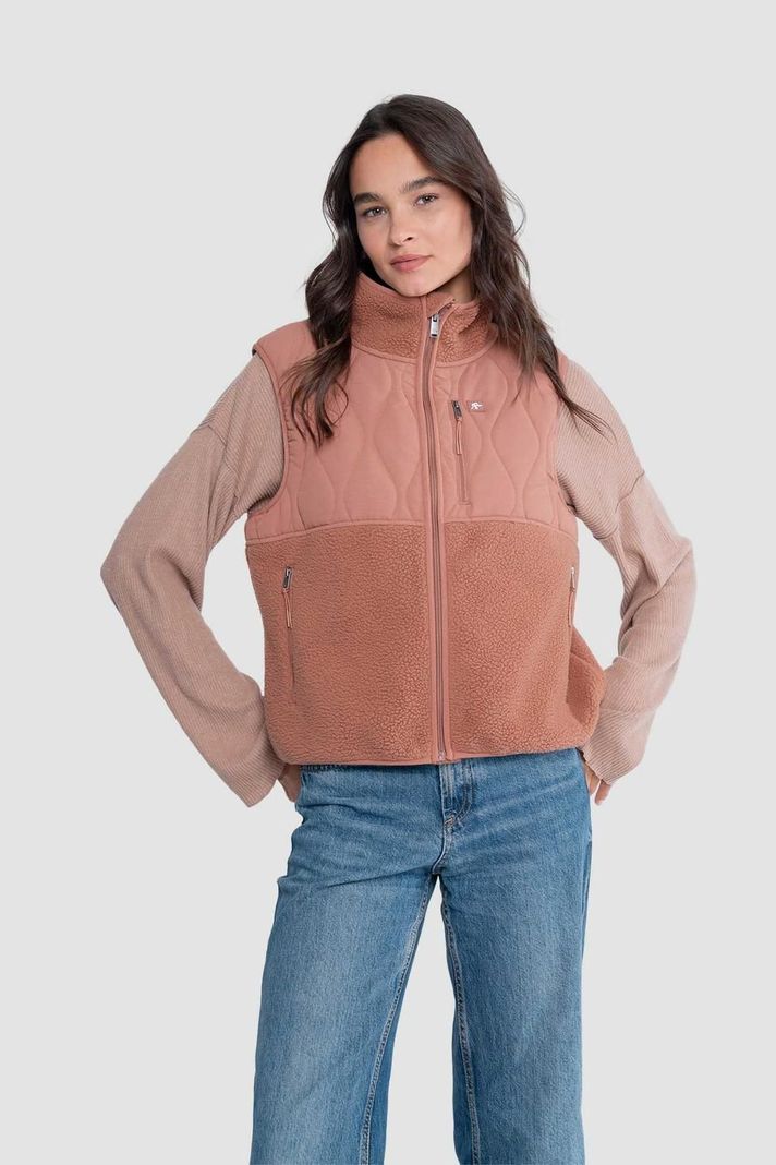Chaqueta Sin Mangas Vest Mujer Solid - Terracota-0