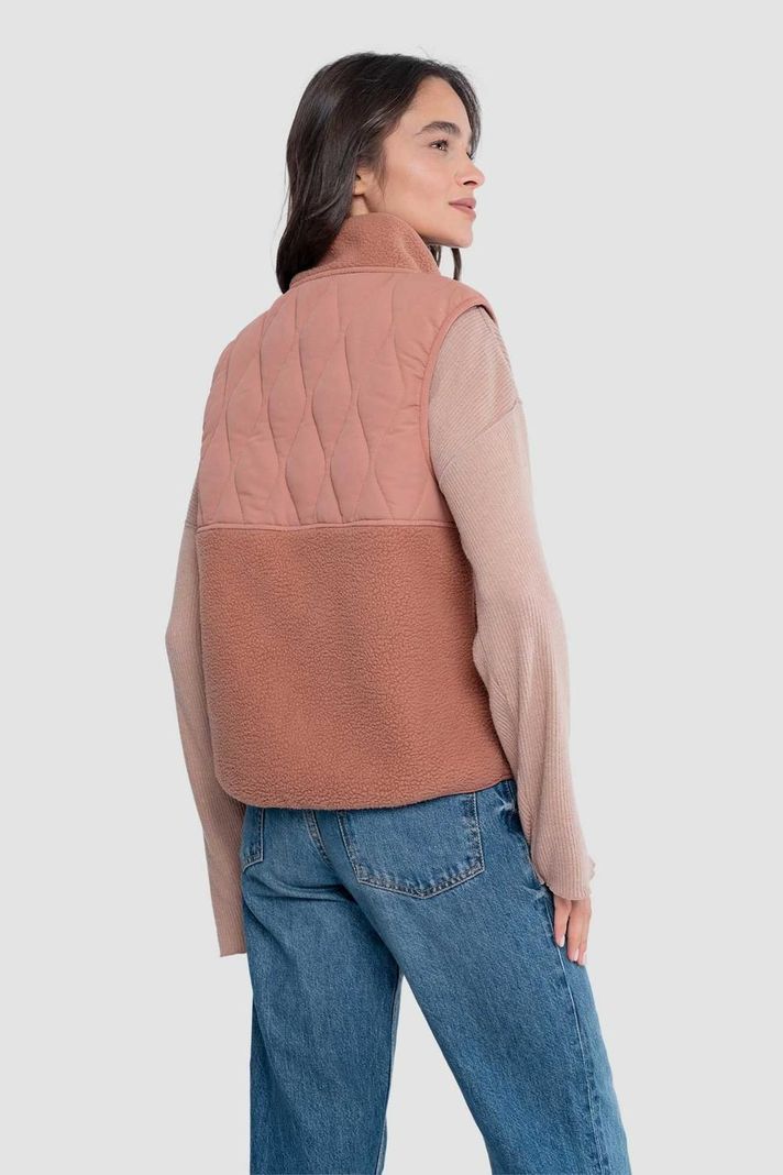 Chaqueta Sin Mangas Vest Mujer Solid - Terracota-1