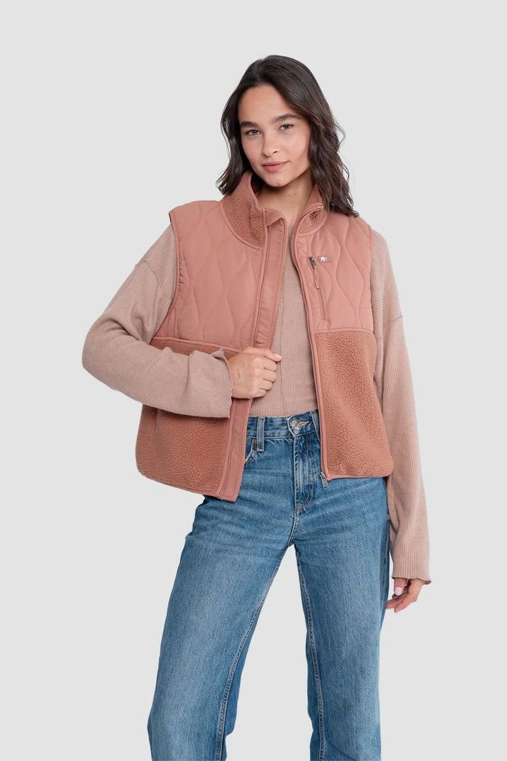 Chaqueta Sin Mangas Vest Mujer Solid - Terracota-2