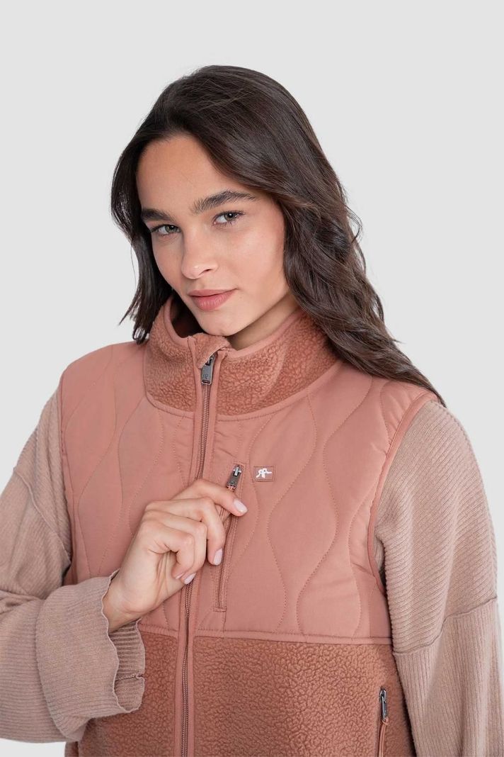 Chaqueta Sin Mangas Vest Mujer Solid - Terracota-3
