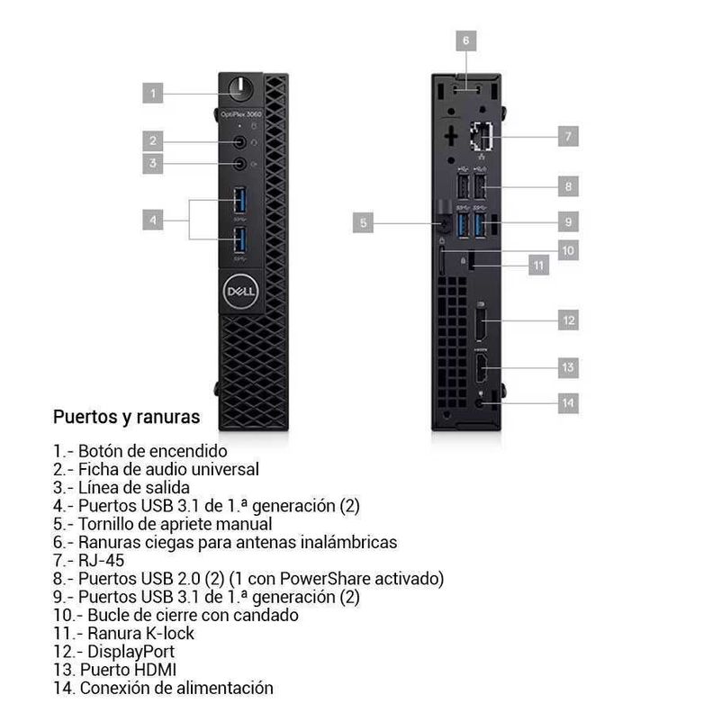 KIT MONITOR + MINI PC Desktop Dell Optiplex 3060 Micro (i5-8va, 8GB RAM 256GB SSD) + Teclado & Mouse-2