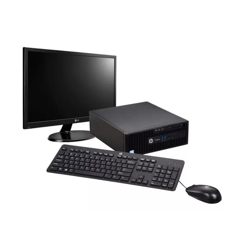 KIT MONITOR + PC HP 400 G3 SFF i3 8GB 500GB Reacondicionado Grado A-0