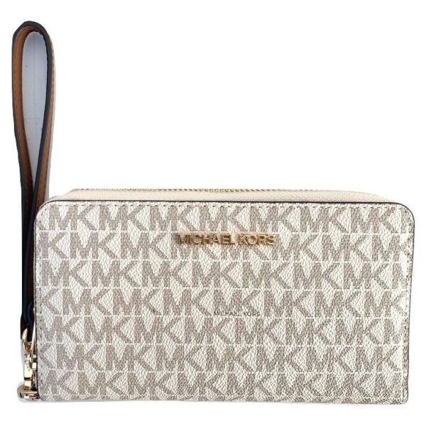    BILLETERA PORTA CELULAR MICHAEL KORS CON CIERRE VAINILLA CON PRINT COD. 8743-1