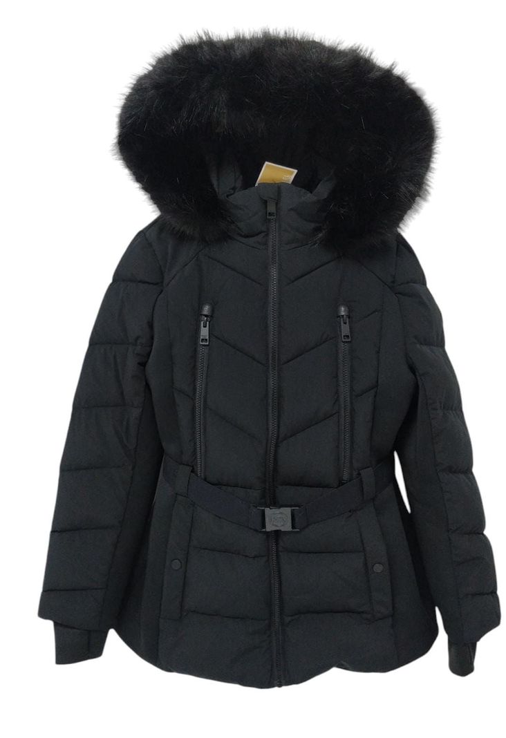 CHAQUETA GRUESA / PARKA DE DAMA MICHAEL KORS NEGRA CON GORRO TALLA S COD. 7889-0