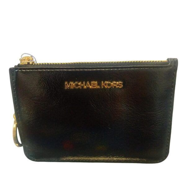 MONEDERO / MINI PORTA DOCUMENTOS CON LLAVERO DAMA MICHAEL KORS NEGRO BRILLANTE COD. 5462-0