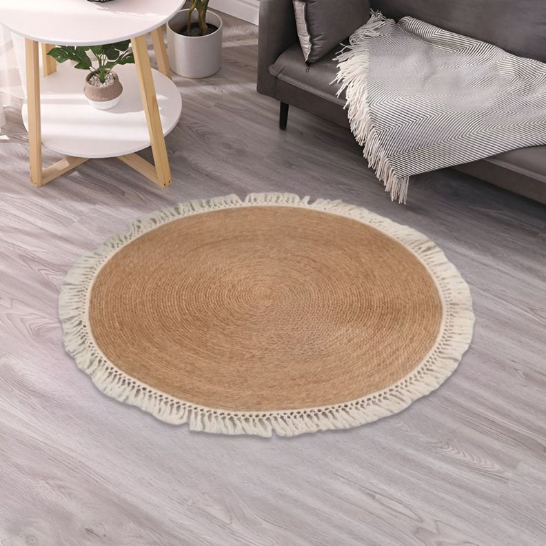Alfombra Yute Fibra Natural Redonda Decoración 80cm Jhn-7