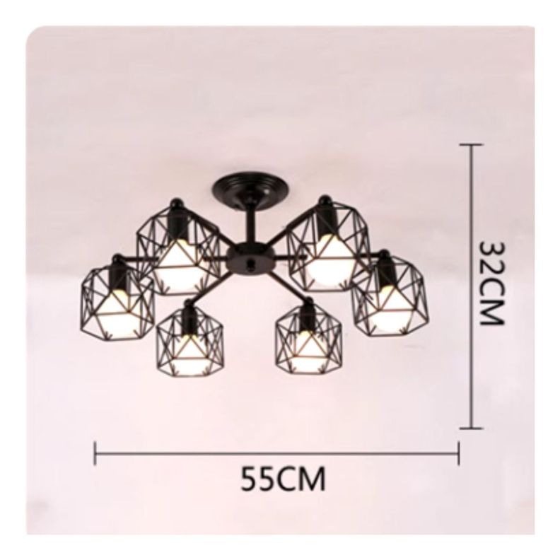 Lámpara Colgante Techo Retro Hierro 6 Luces Jhn-8