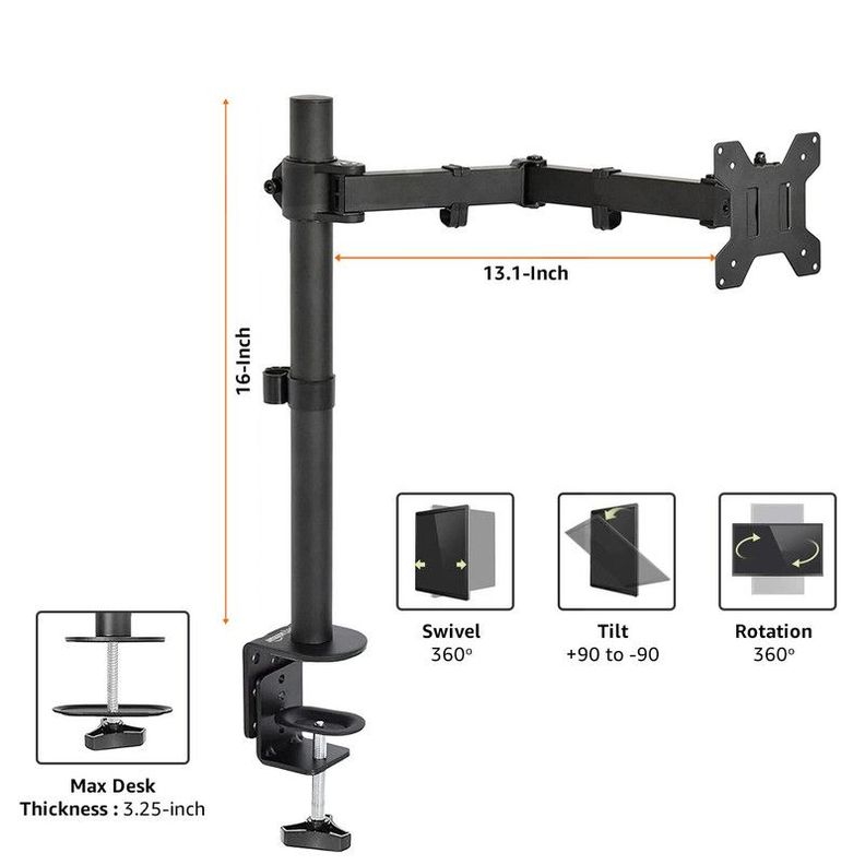 Soporte Monitor Único Pantalla Brazo Giratorio Rondon-5