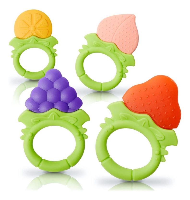 Set 6 Mordedor Forma Frutas Silicona Estuche Bebes Lau-0