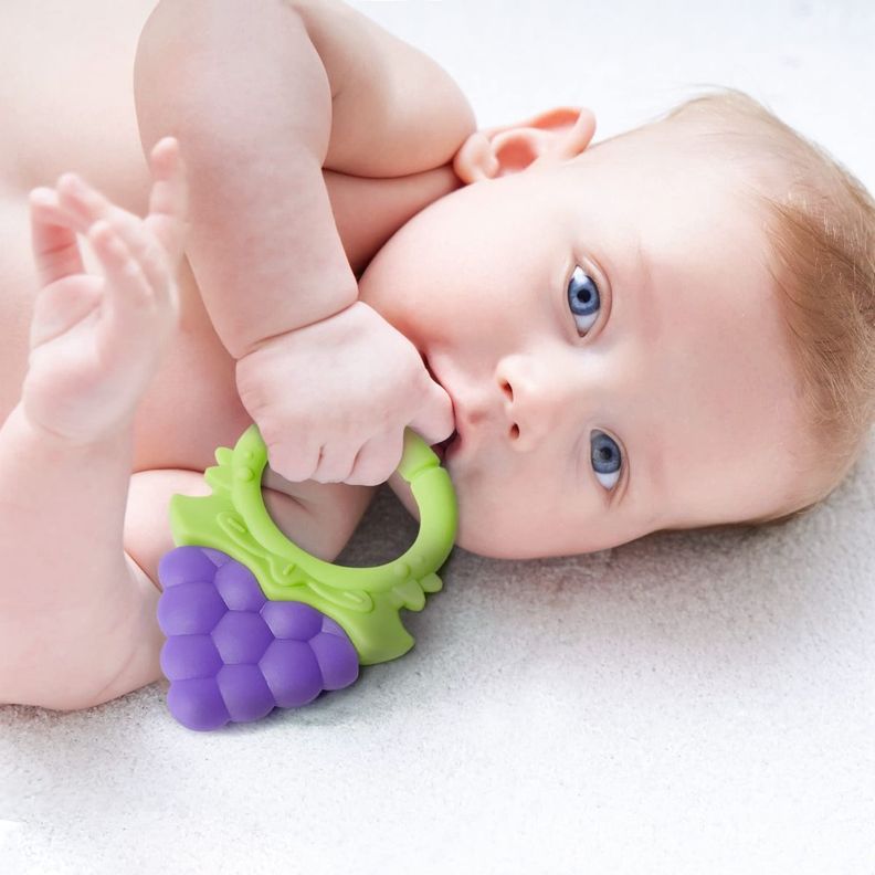 Set 6 Mordedor Forma Frutas Silicona Estuche Bebes Lau-3