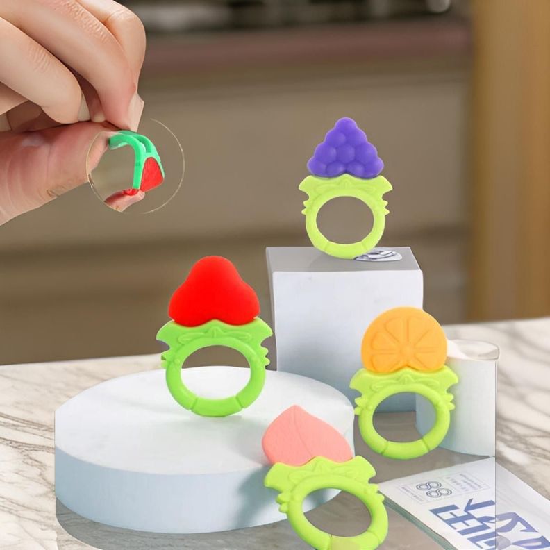 Set 6 Mordedor Forma Frutas Silicona Estuche Bebes Lau-4