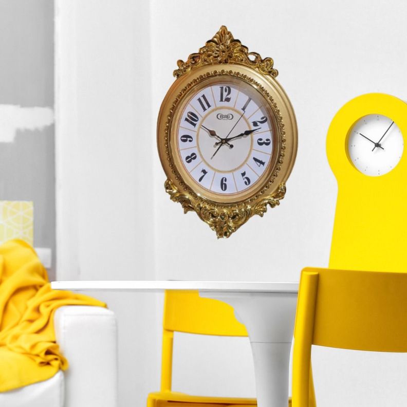 Reloj Pared Vintage Decorativo Dorado Clásico Elegante Jhn-3