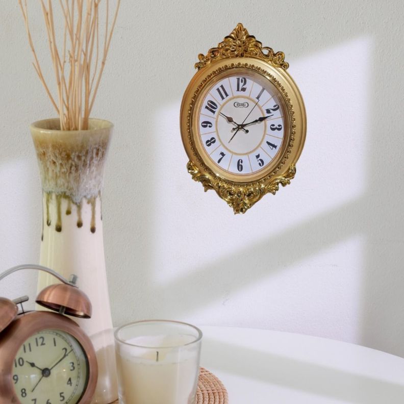 Reloj Pared Vintage Decorativo Dorado Clásico Elegante Jhn-5