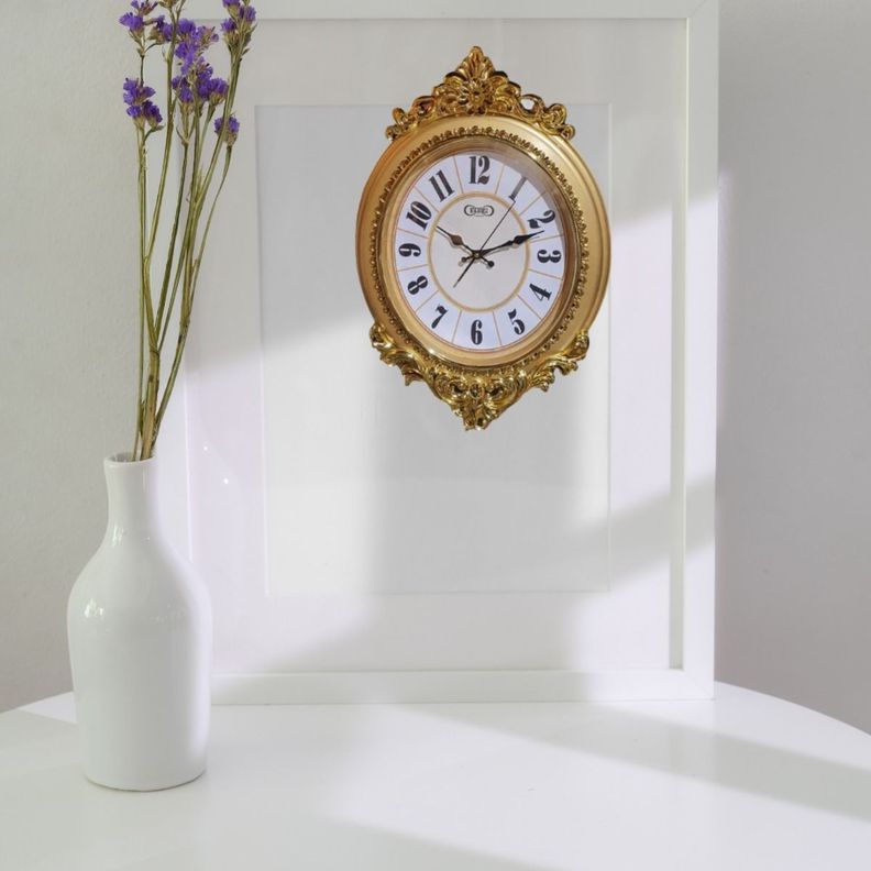 Reloj Pared Vintage Decorativo Dorado Clásico Elegante Jhn-6