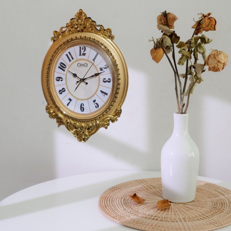Reloj Pared Vintage Decorativo Dorado Clásico Elegante Jhn-7