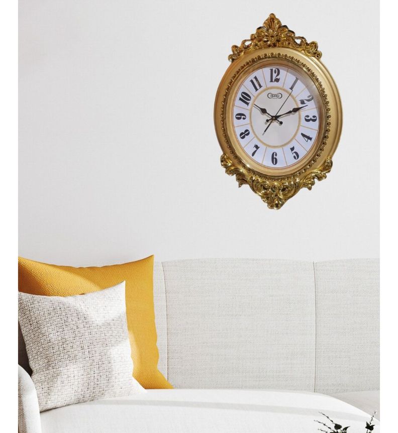 Reloj Pared Vintage Decorativo Dorado Clásico Elegante Jhn-8