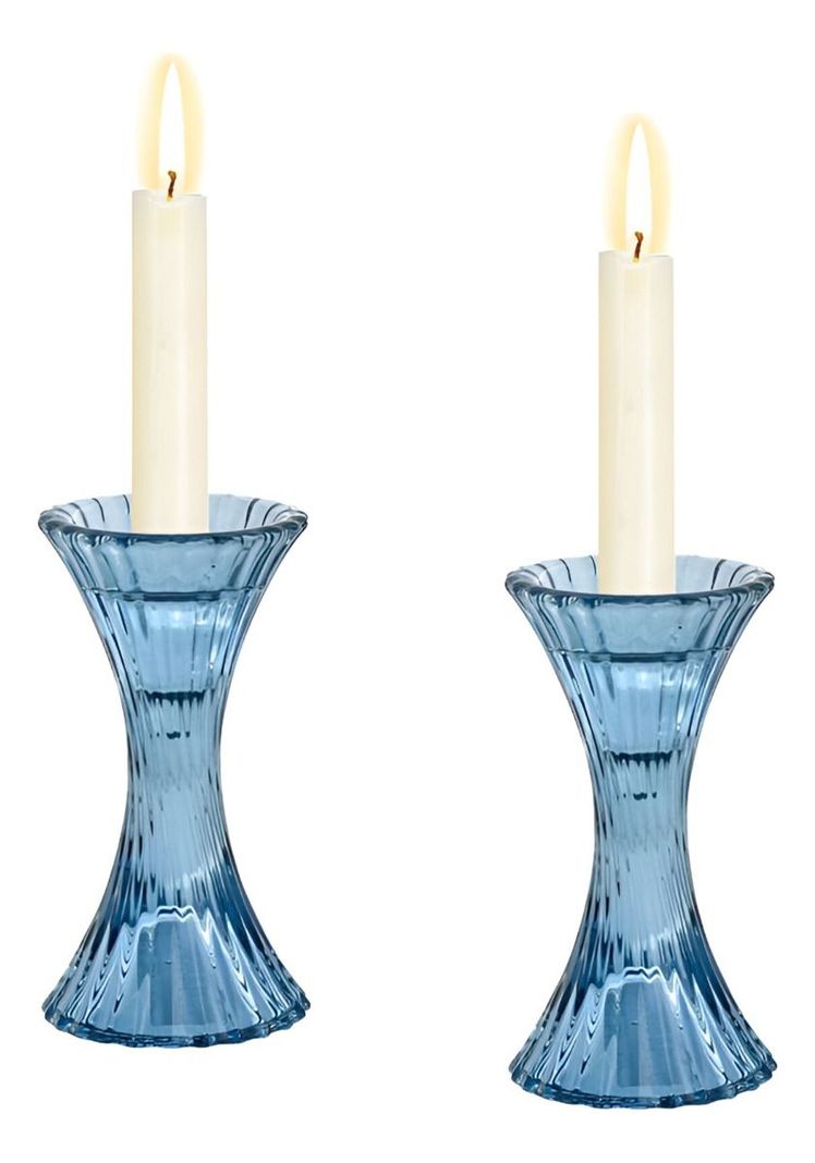 Set 2 Candelabros Portavelas Cristal Vidrio Decoración Jhn-1