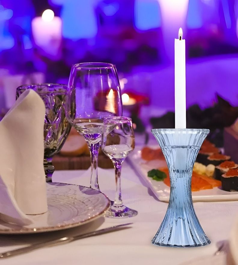Set 2 Candelabros Portavelas Cristal Vidrio Decoración Jhn-5