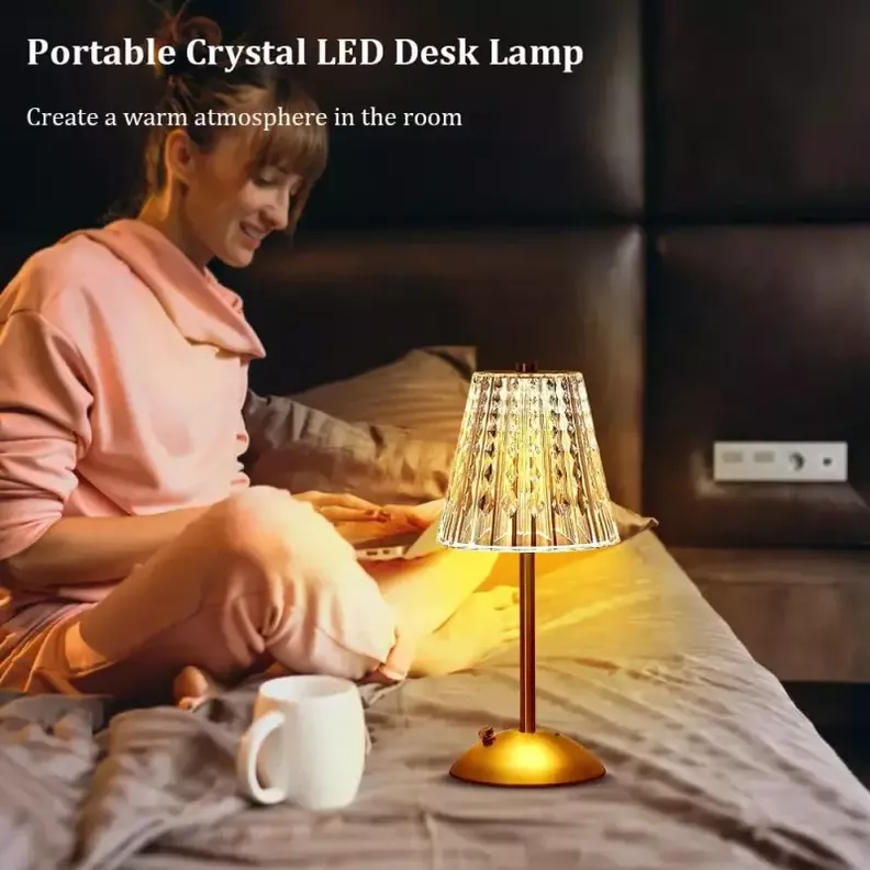 Lampara Recargable Cristal Dormitorio Escritorio Decoracion -6