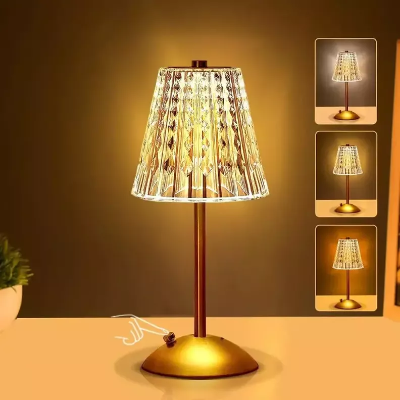 Lampara Recargable Cristal Dormitorio Escritorio Decoracion -7