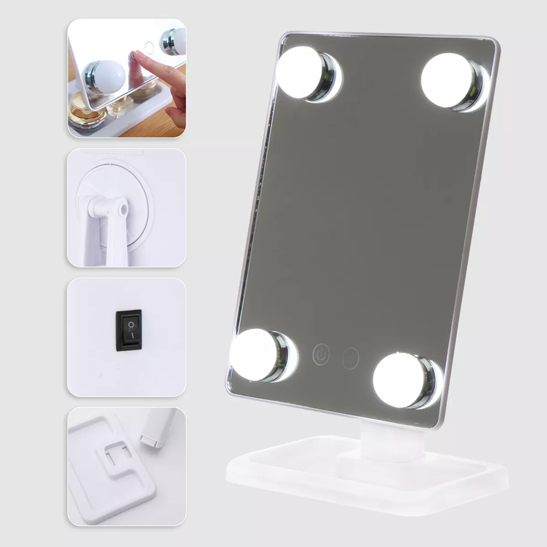 Espejo Tocador Led Giratorio Mesa Mini Belleza Rondon-5