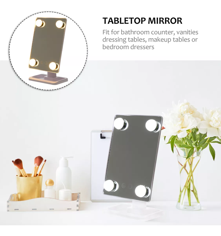 Espejo Tocador Led Giratorio Mesa Mini Belleza Rondon-8