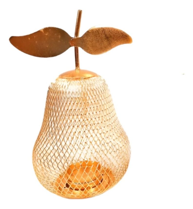 Set 2 Candelabro Decorativo Portavelas Pera Dorada 21cm Jhn-0