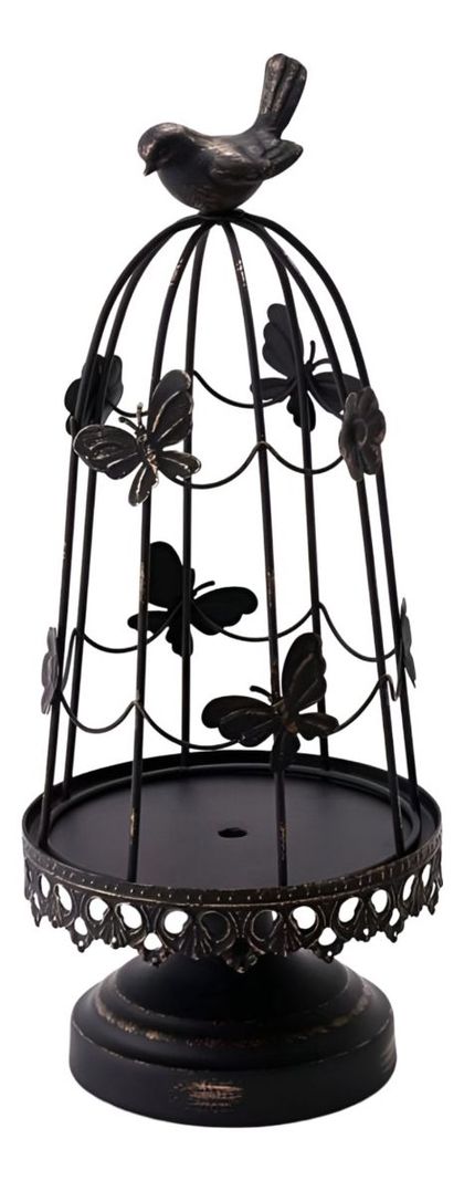 Portavelas Multifunción Decorativo Jaula Pájaros 36cm Jhn-0