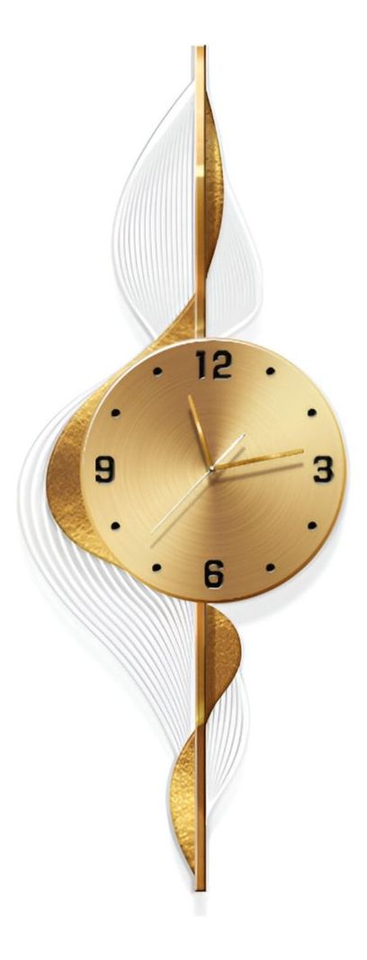 Reloj Pared Hojas Doradas Decorativo Hogar Moderno Jhn-0