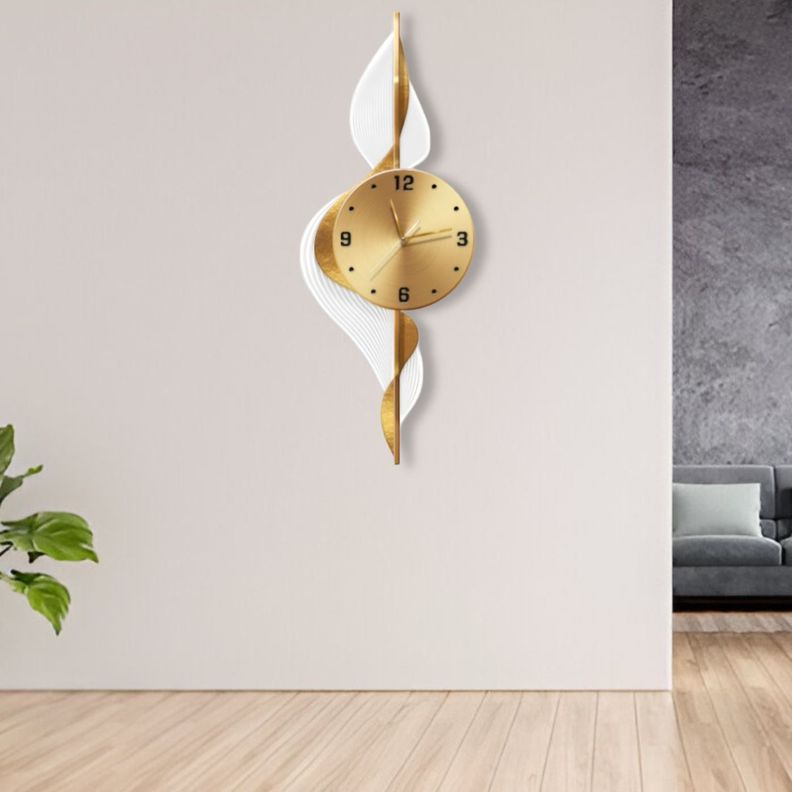 Reloj Pared Hojas Doradas Decorativo Hogar Moderno Jhn-4