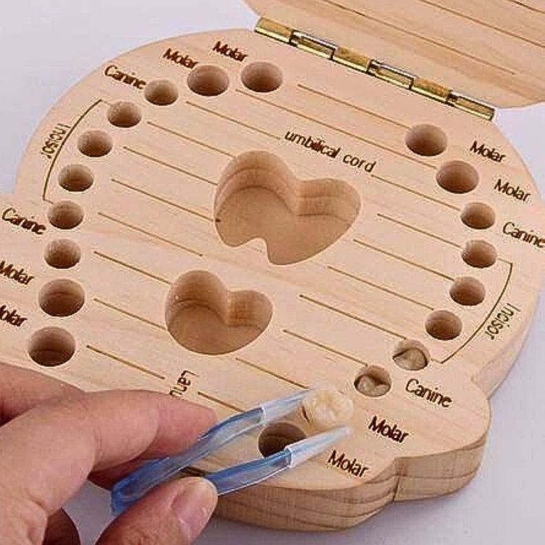 Set 3 Caja Madera Guardar Diente Leche Recuerdo Niños Lau-2