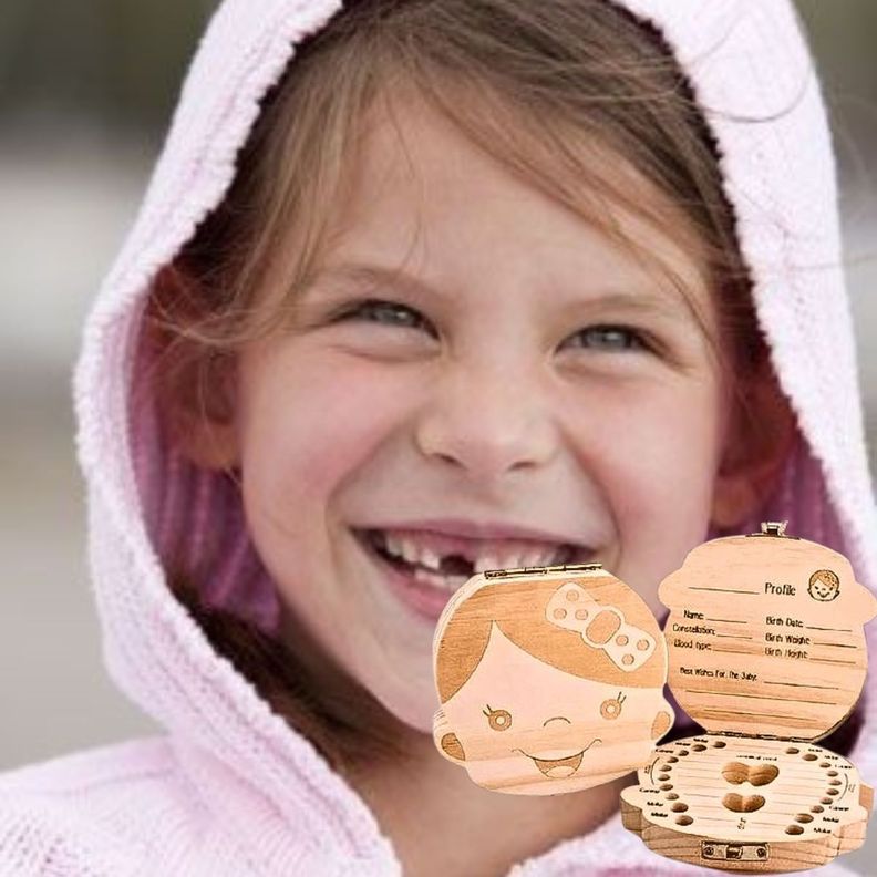 Set 3 Caja Madera Guardar Diente Leche Recuerdo Niños Lau-3