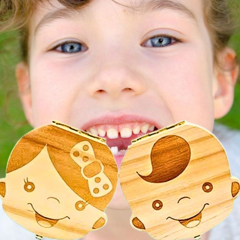 Set 3 Caja Madera Guardar Diente Leche Recuerdo Niños Lau-5