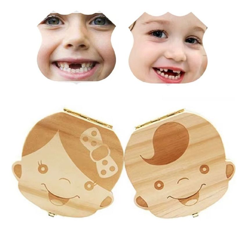 Set 3 Caja Madera Guardar Diente Leche Recuerdo Niños Lau-7