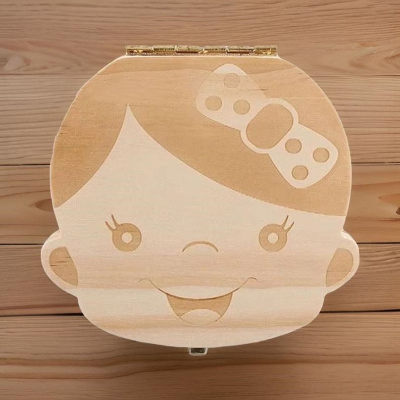 Set 3 Caja Madera Guardar Diente Leche Recuerdo Niños Lau-9