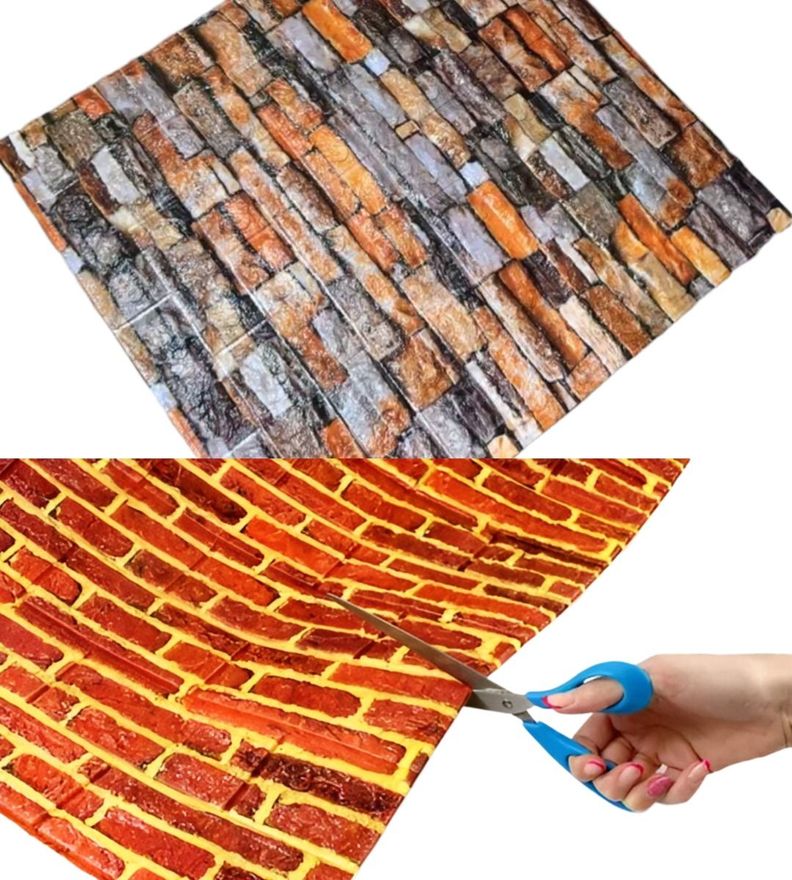 Set 4 Láminas Papel Mural 3D Pared Ladrillo Decorativo Jhn-2