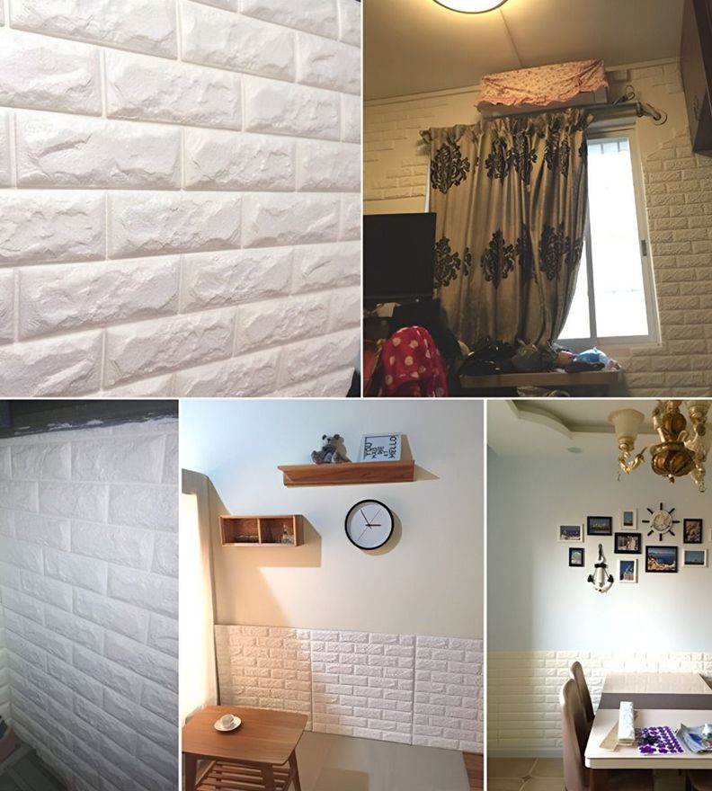 Set 4 Láminas Papel Mural 3D Pared Ladrillo Decorativo Jhn-6