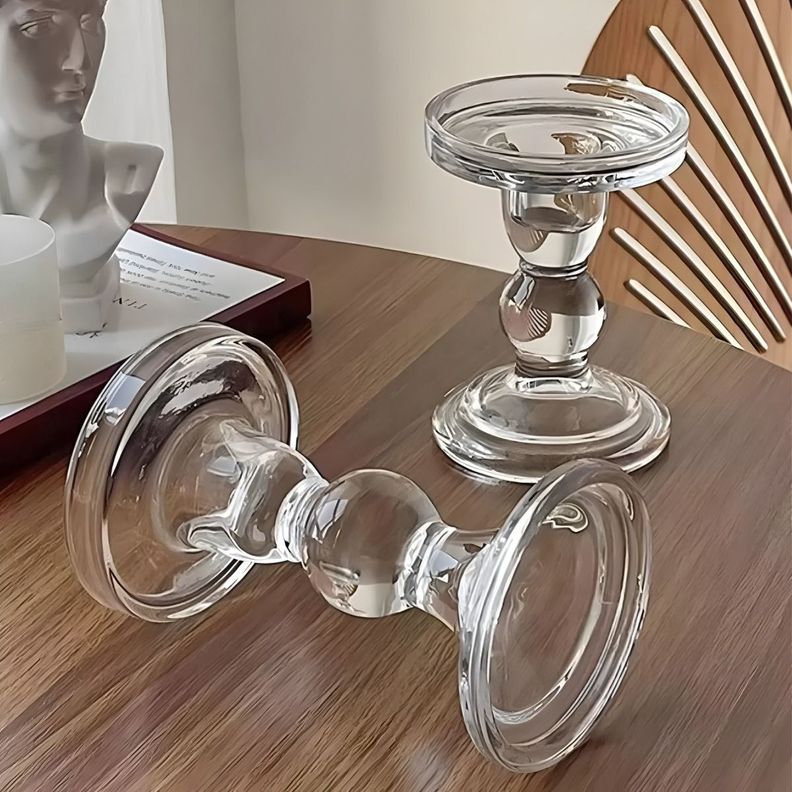 Set de 2 Candelabro Portavelas Cristal Centro Mesa 14cm Jhn-2
