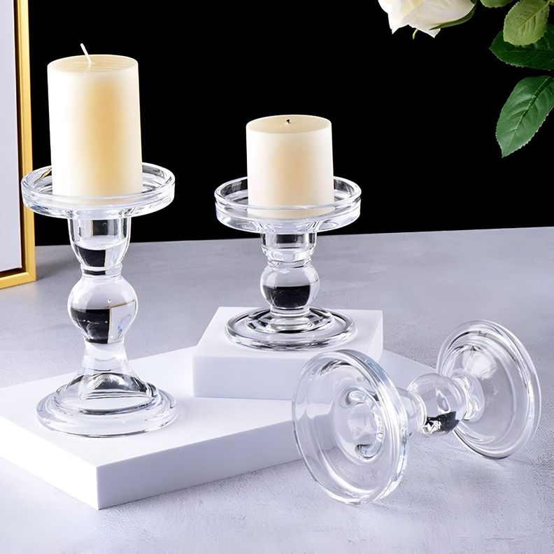 Set de 2 Candelabro Portavelas Cristal Centro Mesa 14cm Jhn-3