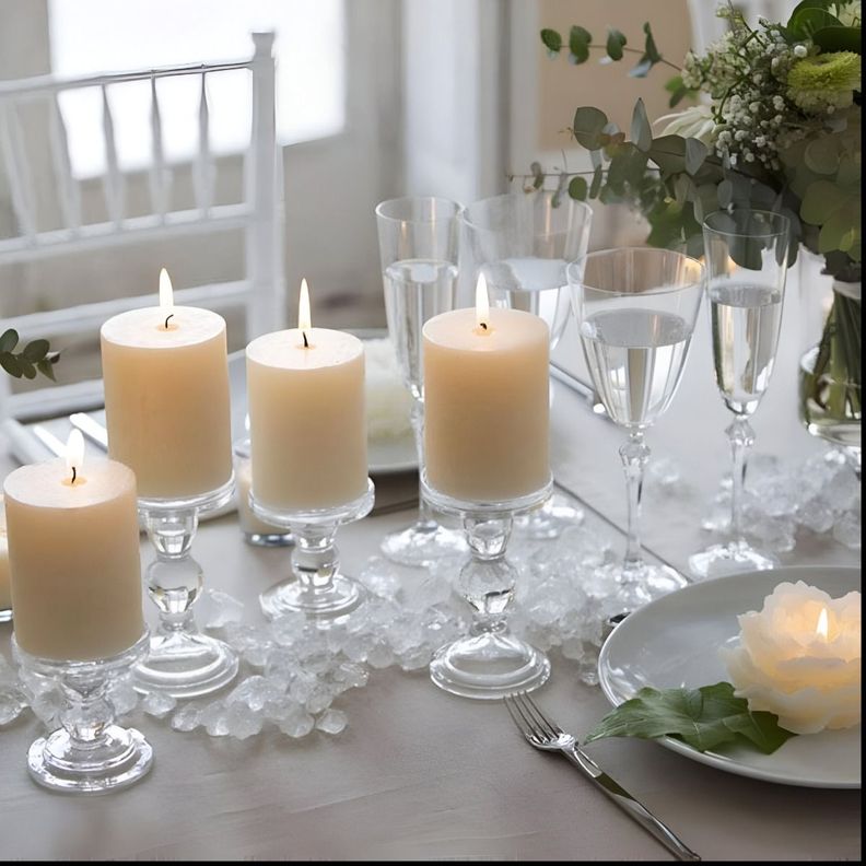 Set de 2 Candelabro Portavelas Cristal Centro Mesa 14cm Jhn-4