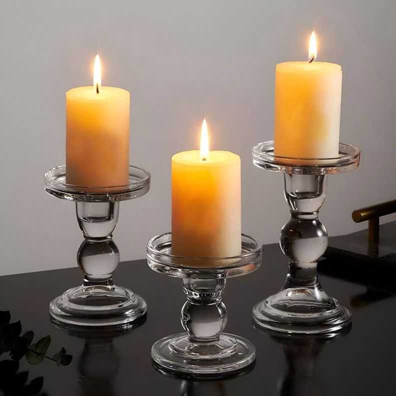 Set de 2 Candelabro Portavelas Cristal Centro Mesa 14cm Jhn-5